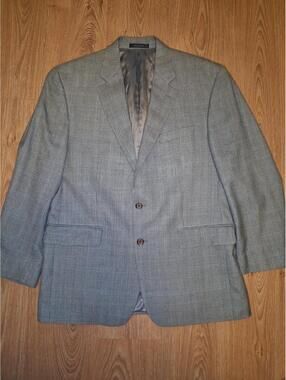 Ralph Lauren Sport Coat Mens 42R Gray Houndstooth Silk Wool